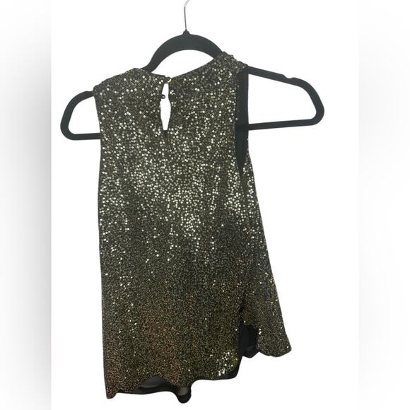 Calvin Klein Gold Sparkle Draped tank top petite large holiday new year - Picture 2 of 8